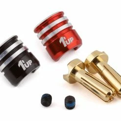 Hot Sale 🎉 1UP Racing Heatsink Bullet Plug Grips w/4mm Bullets (Black/Red) 🛒