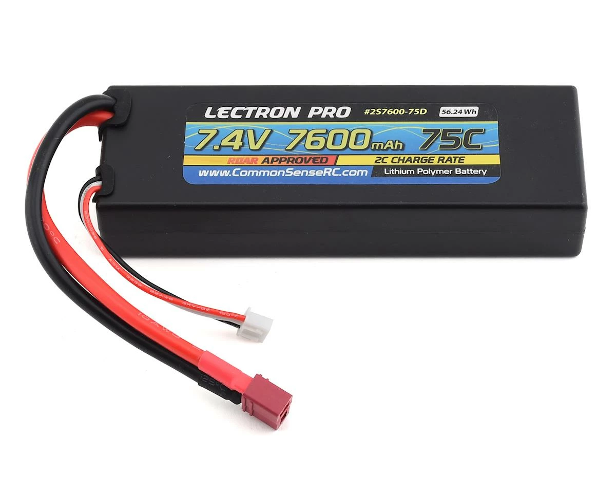 Brand new 💯 Common Sense RC Lectron Pro 2S 75C LiPo Battery w/T-Style (7.4V/7600mAh) ✨