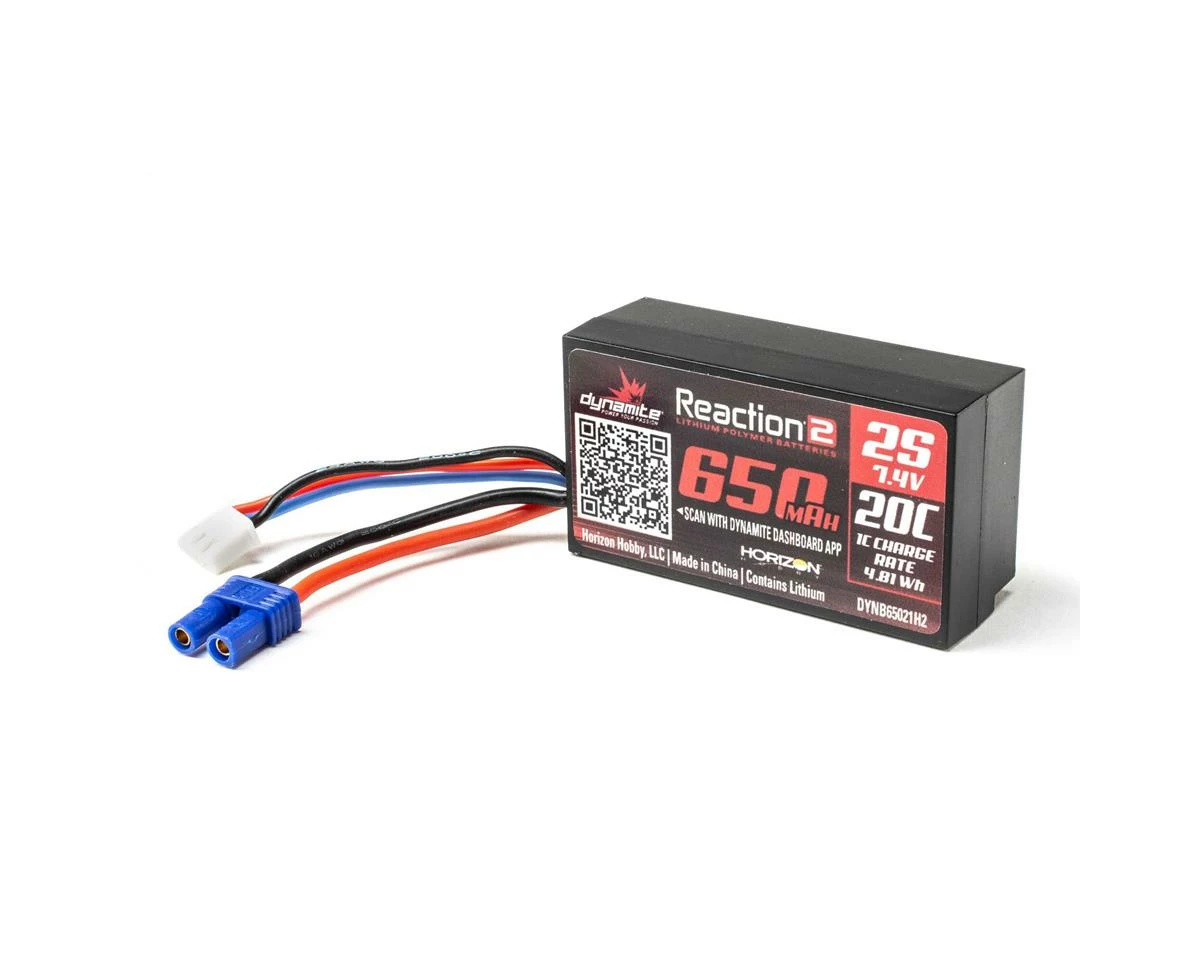 Best Pirce ⭐ Dynamite Reaction 2S 20C Hard Case LiPo Battery w/EC2 Connector (7.4V/650mAh) 😀 - Image 2