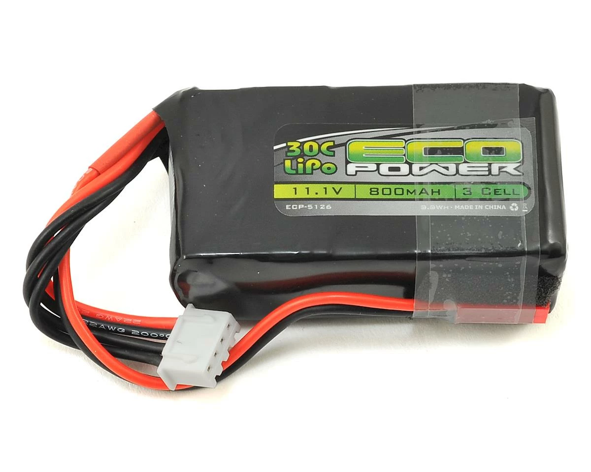 Promo 😀 EcoPower "Electron" 3S LiPo 30C Battery (11.1V/800mAh) w/JST Connector 😉