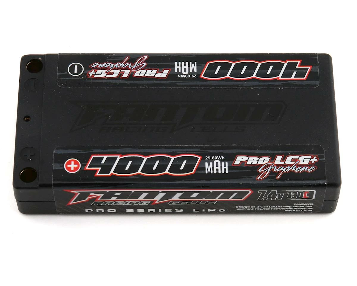 Wholesale ✔️ Fantom Pro Series Thin Shorty 2S LiPo 130C Battery (7.4V/4000mAh) w/5mm Bullets ⭐