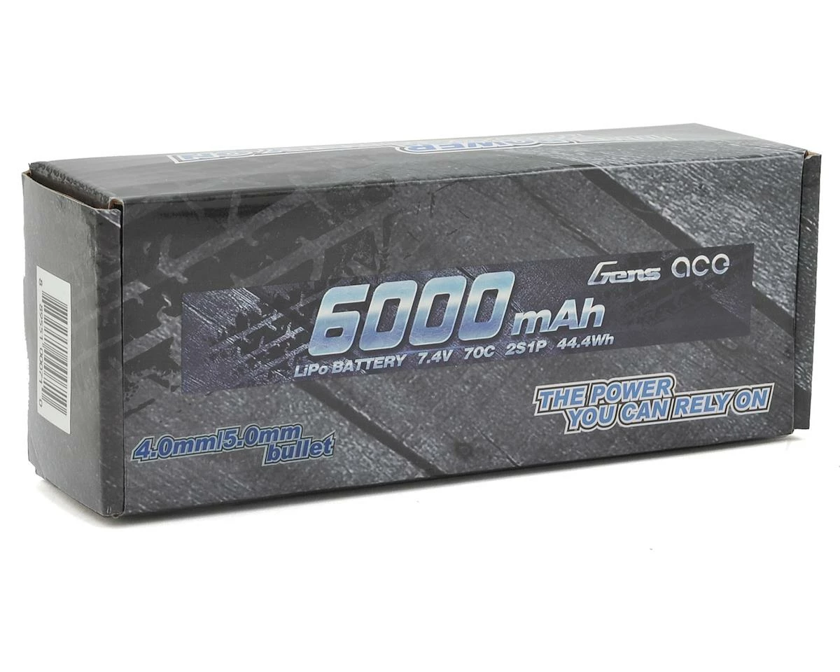 Cheapest 😍 Gens Ace 2s LiPo Battery Pack 70C (7.4V/6000mAh) w/5mm Bullet, Adapters, & Wire Harnesses ✨ - Image 3