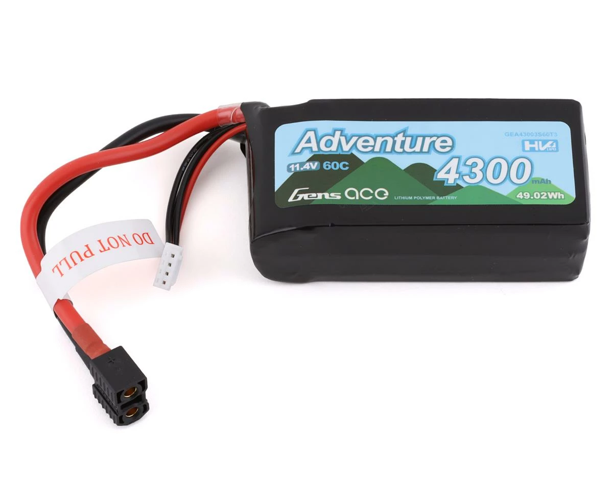 Promo ๐งจ Gens Ace Adventure 3s LiHv Battery Pack 60C (11.4V/4300mAh) w/Universal Connector โ๏ธ