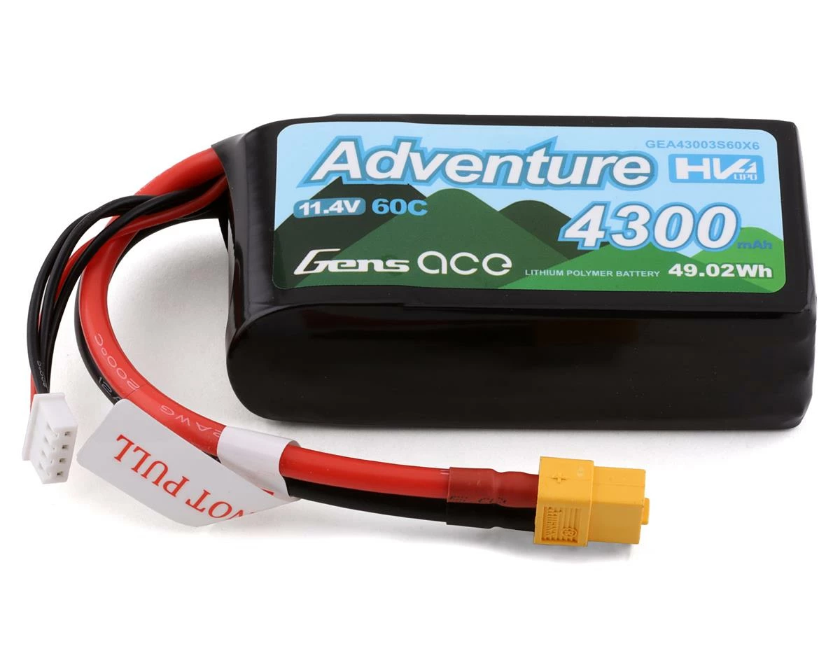 Discount ๐ Gens Ace 3s LiHV LiPo Battery 60C (11.4V/4300mAh) w/XT-60 Connector ๐