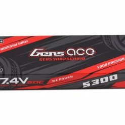 Promo ✔️ Gens Ace 2s LiPo Battery 60C w/4mm Bullets & T-Style Adapter (7.4V/5300mAh) 🌟