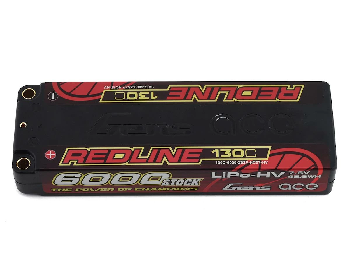 Brand new ๐ Gens Ace Redline 2S LiHV LiPo Battery 130C w/5mm Bullets (7.6V/6000mAh) ๐