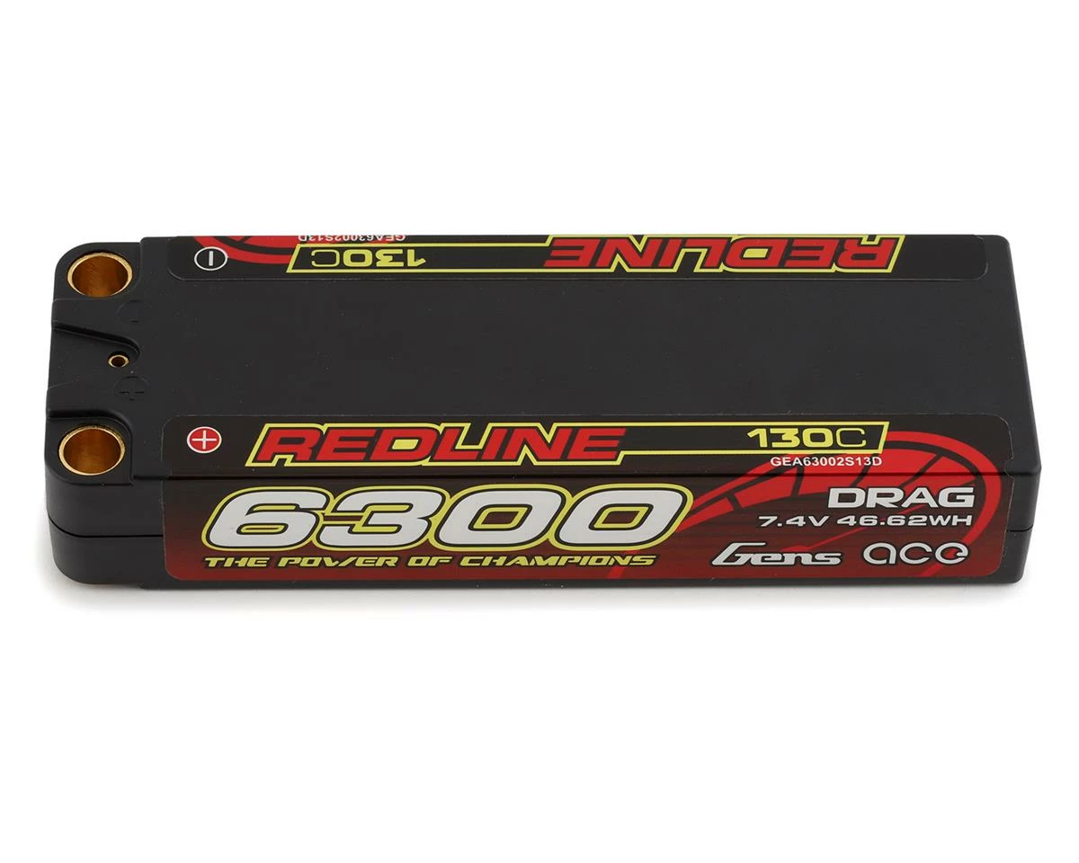 Wholesale 🎉 Gens Ace Redline "Drag" 2S 130C LiPo Battery Pack w/8mm Bullets (7.4V/6300mAh) 🥰