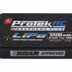 Promo ✔️ ProTek RC "Drag Race" 2S 120C Si-Graphene + Shorty LiPo Battery (7.4V/5500mAh) w/5mm Connectors 👏