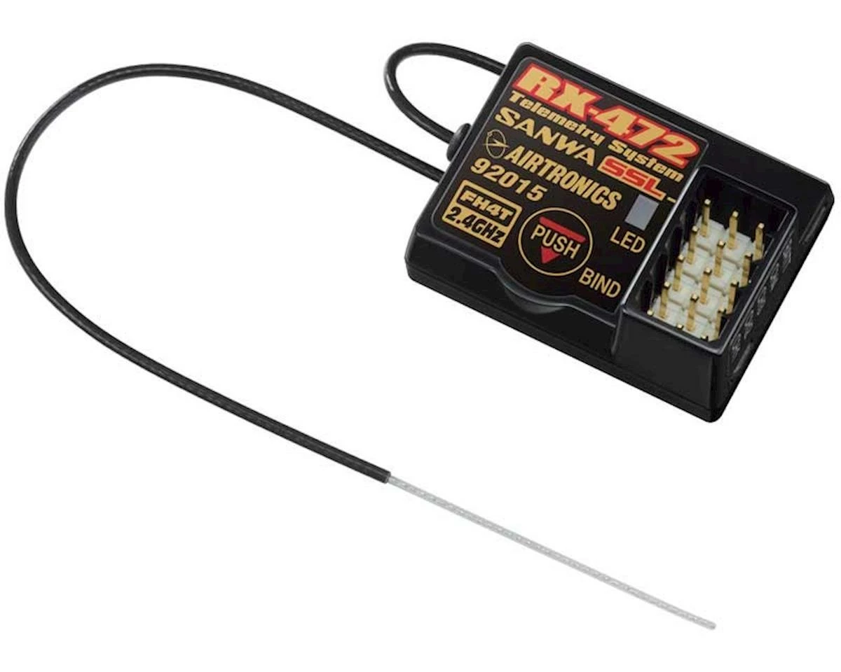 New ⌛ Sanwa/Airtronics RX-472 2.4GHz FH4T 4-Channel Receiver 😉