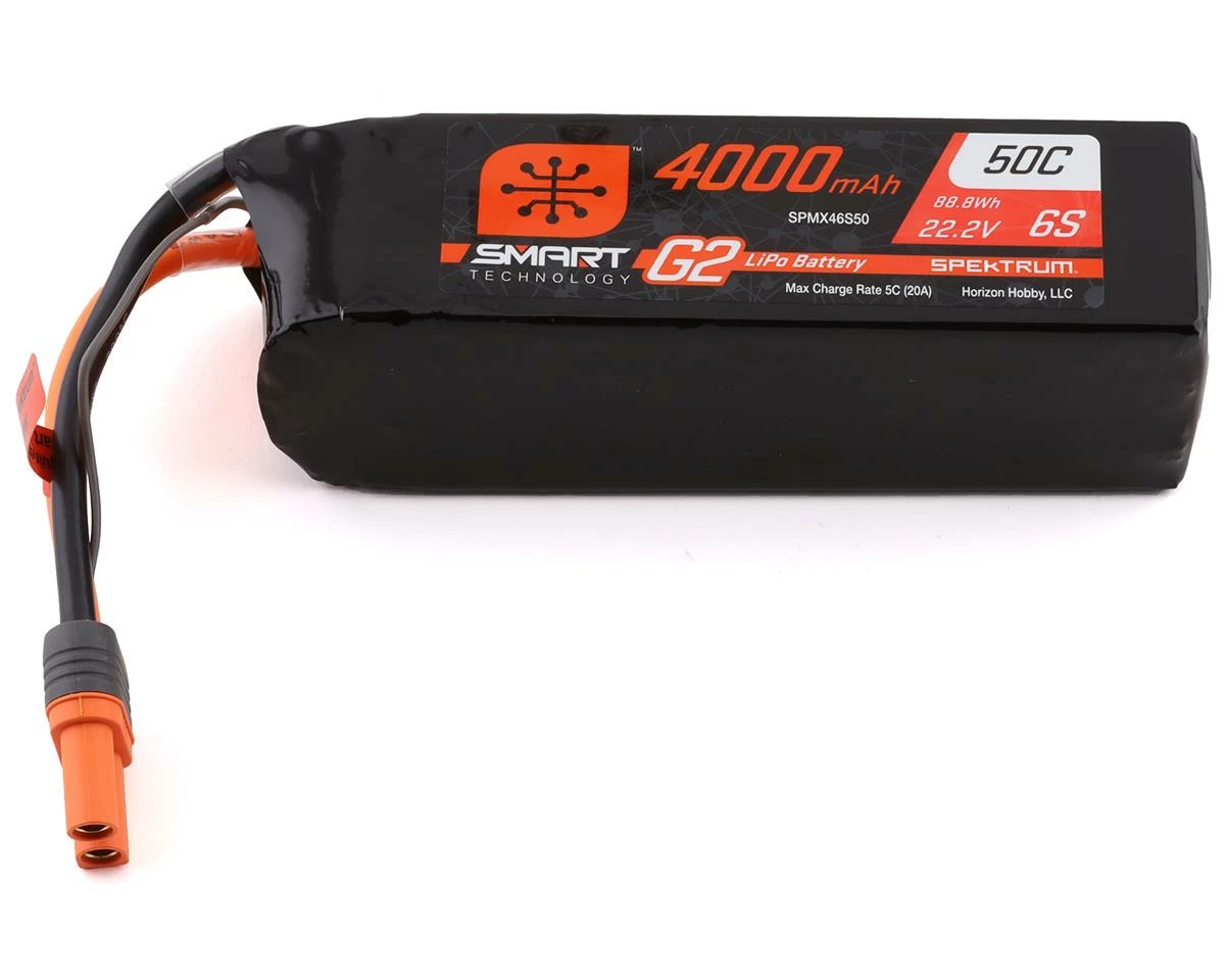 Buy 🛒 Spektrum RC 6S Smart G2 LiPo 50C Battery Pack (22.2V/4000mAh) w/IC5 Connector 💯