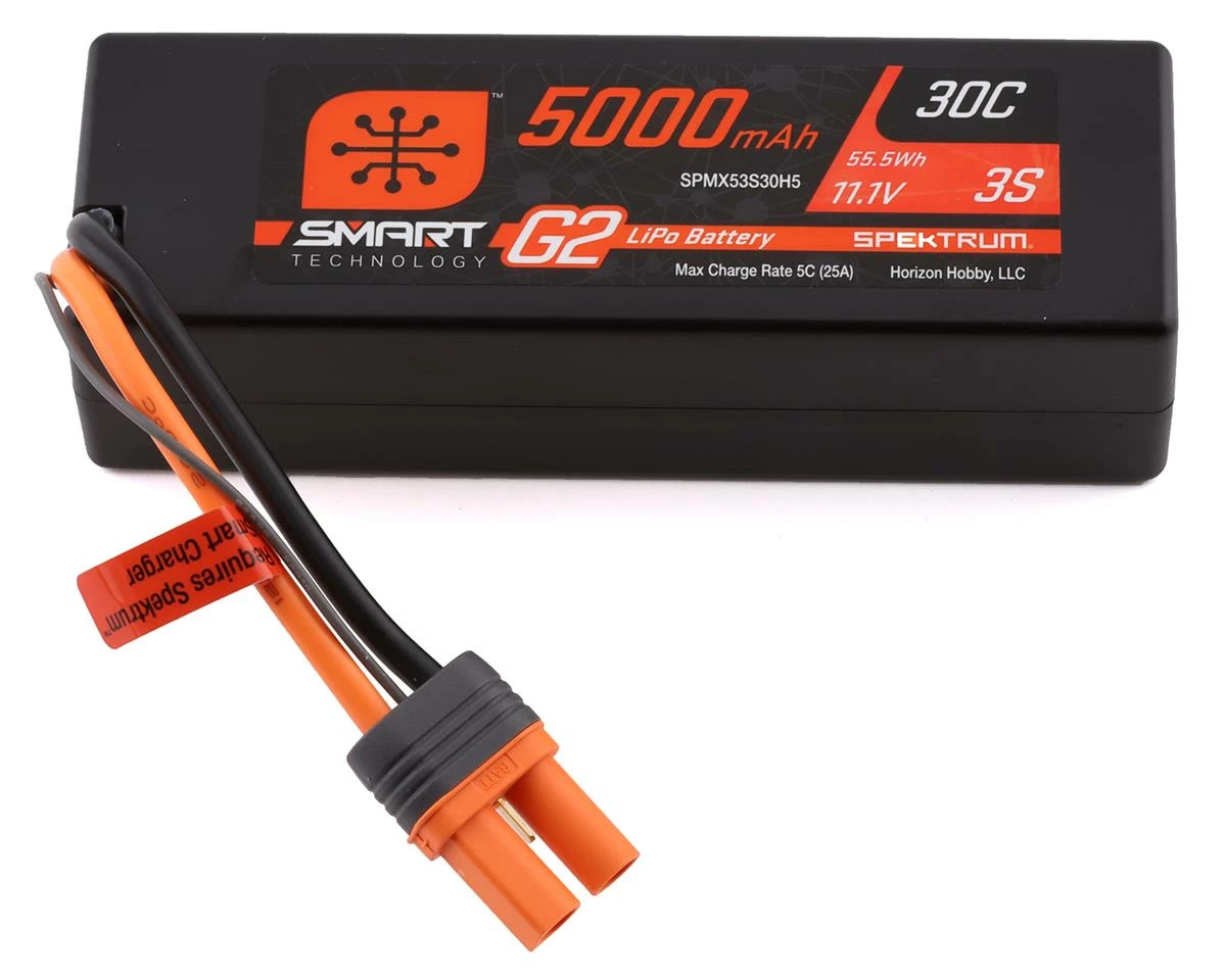 Deals 🔥 Spektrum RC 3S Smart G2 LiPo 30C Battery Pack (11.1V/5000mAh) w/IC5 Connector ✨