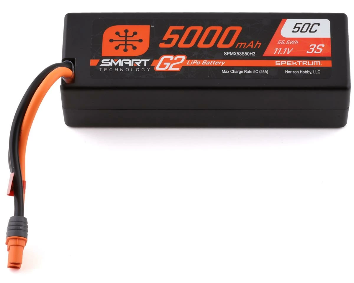 Brand new โ๏ธ Spektrum RC 3S Smart G2 LiPo 50C Battery Pack w/IC3 Connector (11.1V/5000mAh) ๐ฏ