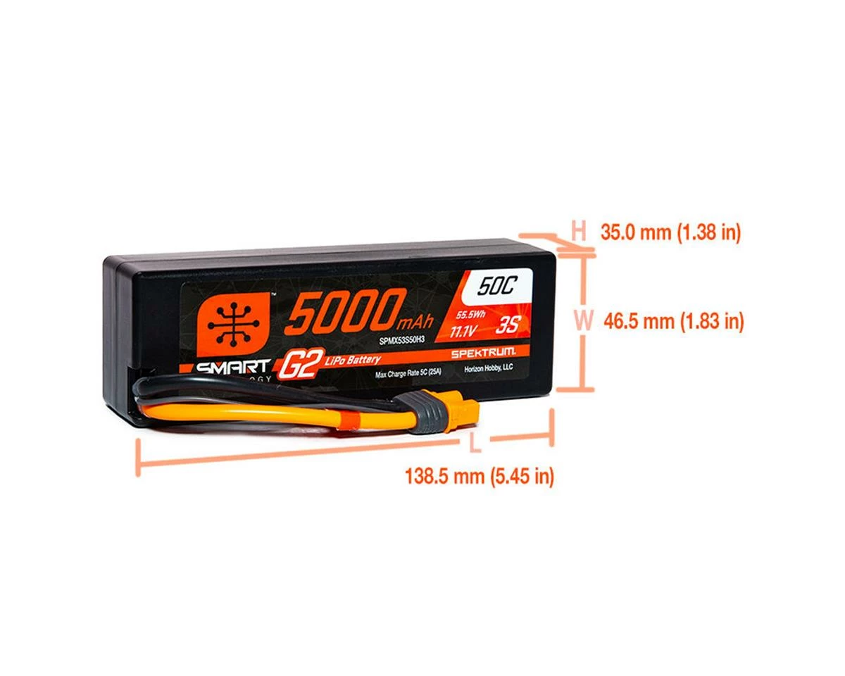 Brand new โ๏ธ Spektrum RC 3S Smart G2 LiPo 50C Battery Pack w/IC3 Connector (11.1V/5000mAh) ๐ฏ - Image 3