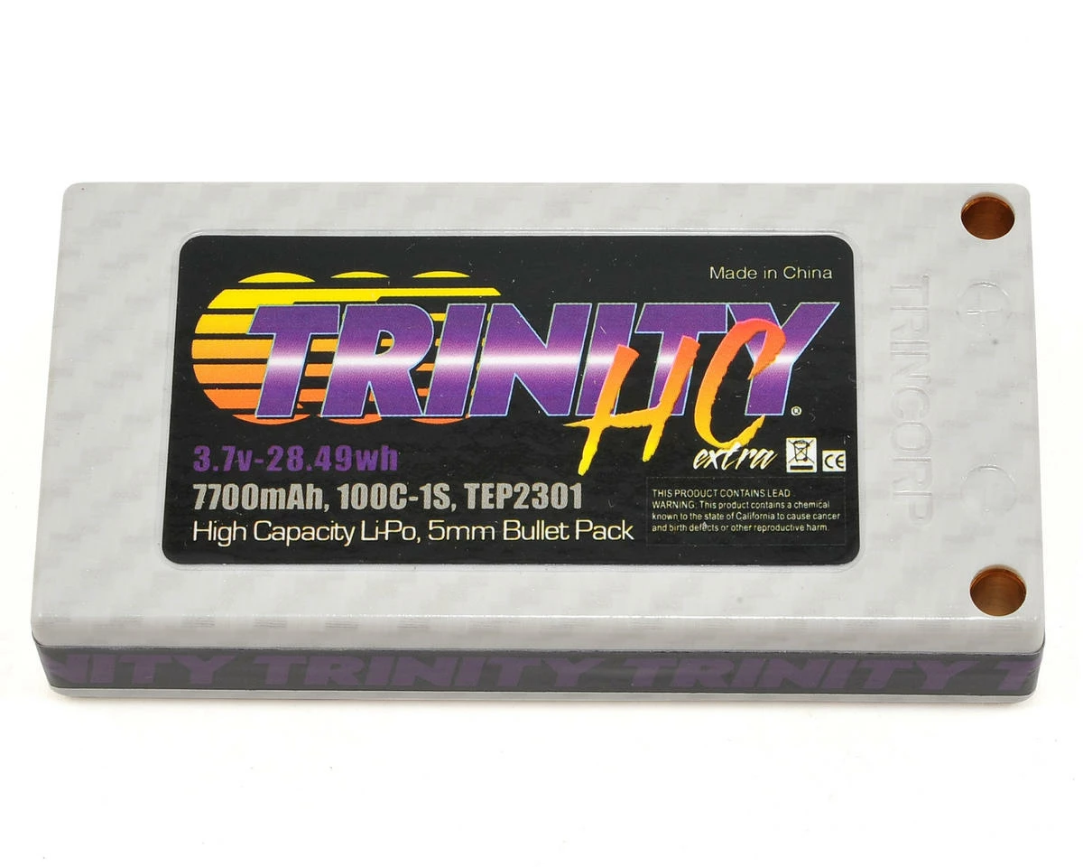 Cheapest ๐ Trinity Hi-Capacity 1S 100C Hardcase LiPo Battery (3.7V/7700mAh) 5mm Bullets ๐ฅ