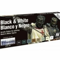 Hot Sale ✨ Vallejo Paints Blacks N Whites Paint Set 8Pc 17Ml 😉
