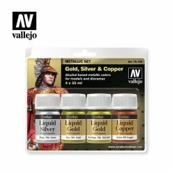 Best Sale 🔔 Vallejo Paints Gold, Silverncoppermetallicset 4X35ml ❤️