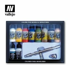 Best deal 🔥 Vallejo Paints Ma 10Pc Basic Paint Set W/Airbrush 7 🧨