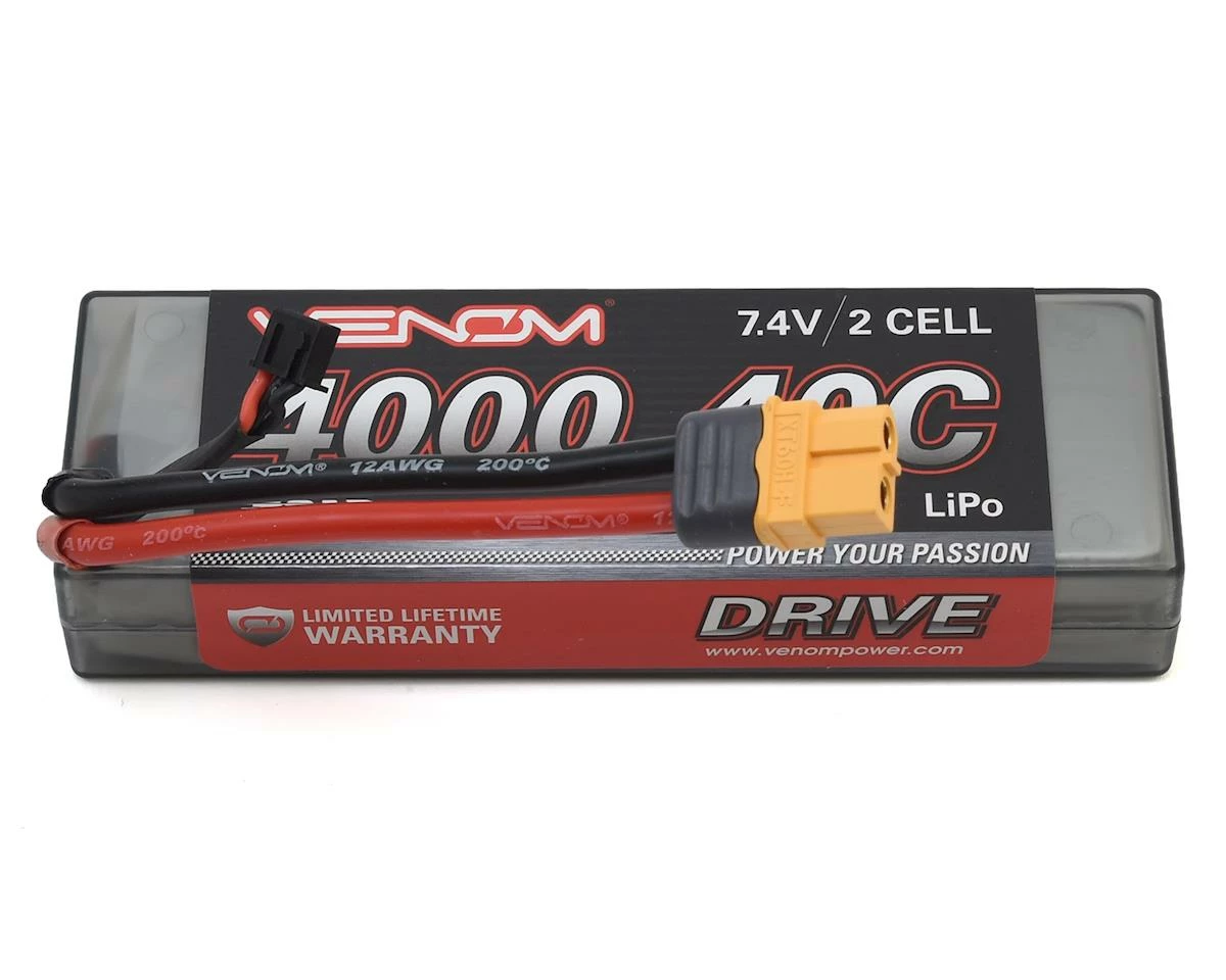 Budget ๐ Venom Power 2S 40C Hard Case LiPo Battery w/UNI 2.0 (7.4V/4000mAh) โญ
