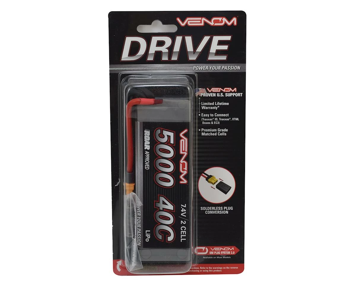 Cheap ❤️ SCRATCH & DENT: Venom Power 2S 40C Hard Case LiPo Battery w/UNI 2.0 (7.4V/5000mAh) 🌟 - Image 3