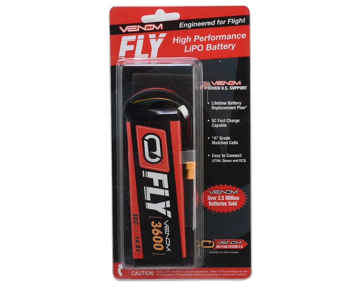 Outlet 🌟 Venom Power Fly 4S 30C LiPo Battery w/UNI 2.0 Connector (14.8V/3600mAh) 🔔 - Image 3
